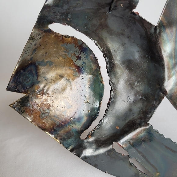 Vintage Brutalist MCM Metal Fish Wall Decor in the Style of Curtis Jere - Picture 6 of 12